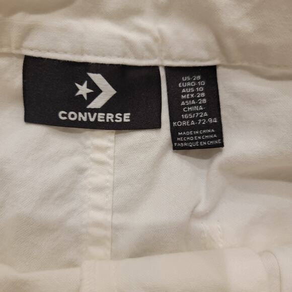 Converse White Sz 28 Chino Short Pocket Belt Loop Zipper Fly Casual Skater EUC - Picture 6 of 8